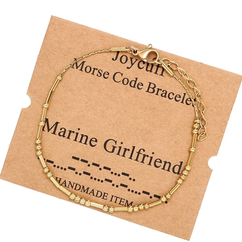 'Marine Girlfriend' Morse code bracelet NWT gold or silver
